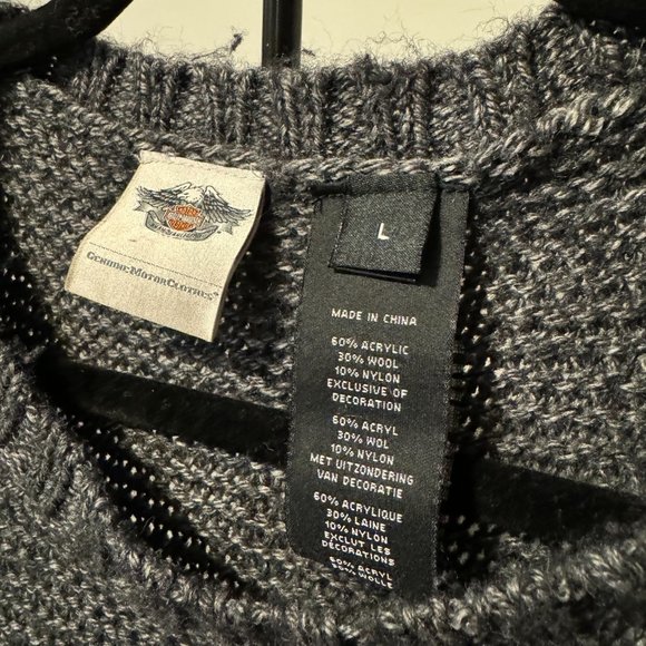Grey Harley Davidson Sweater with Zipper Detail - Size Large - Picture 5 of 8